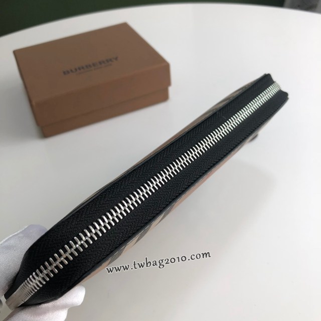 Burberry專門店新款錢包 巴寶莉Vintage格紋環保帆布全拉鏈錢夾 yxb1317